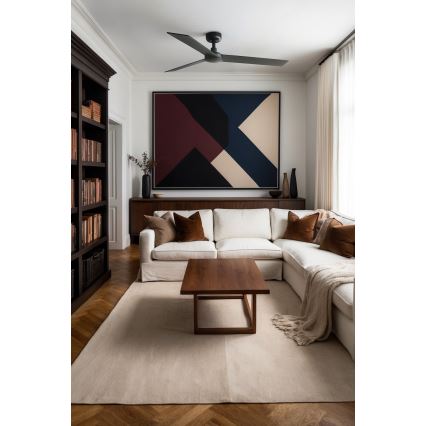 FARO 34298WT - Lubinis ventiliatorius RUDDER L juoda/wenge diametras 132 cm Wi-Fi Tuya + nuotolinio valdymo pultas