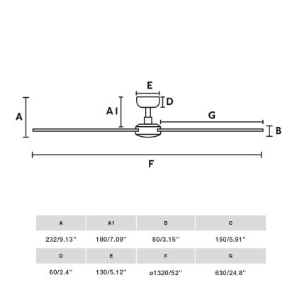 FARO 34355 - Lubinis ventiliatorius RUDDER L smėlio spalva/balta diametras 132 cm + nuotolinio valdymo pultas
