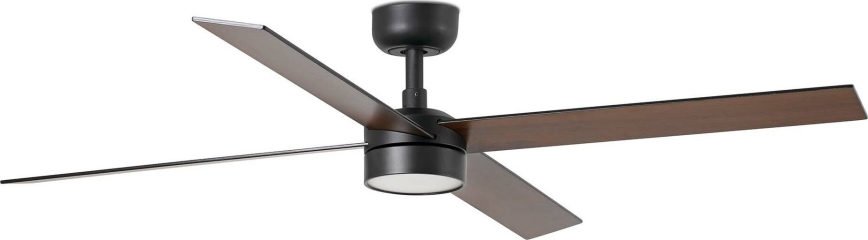 FARO 34356WT-1TW - LED Reguliuojamas lubinis ventiliatorius RUDDER L LED/18W/230V 2700/4350/6000K ruda/juoda diametras 132 cm Wi-Fi Tuya + nuotolinio valdymo pultas