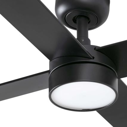 FARO 34356WT1S - Dimeriuojamas LED lubų ventiliatorius RUDDER L LED/18W/230V 2700/3000/4000K skersmuo 132 cm ruda/juoda Wi‑Fi Tuya + nuotolinis pultas
