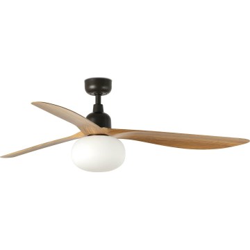 FARO 34360WT-11L - Lubinis ventiliatorius OUTWOOD L 1xE27/15W/230V ruda/juoda diametras 150 cm Wi-Fi Tuya IP44 + nuotolinio valdymo pultas