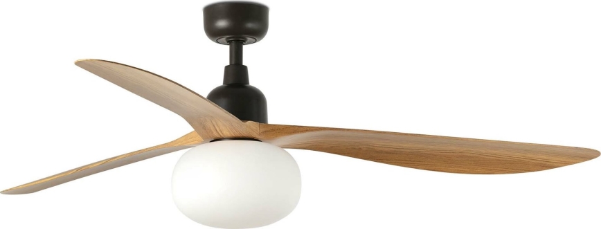 FARO 34360WT-11L - Lubinis ventiliatorius OUTWOOD L 1xE27/15W/230V ruda/juoda diametras 150 cm Wi-Fi Tuya IP44 + nuotolinio valdymo pultas