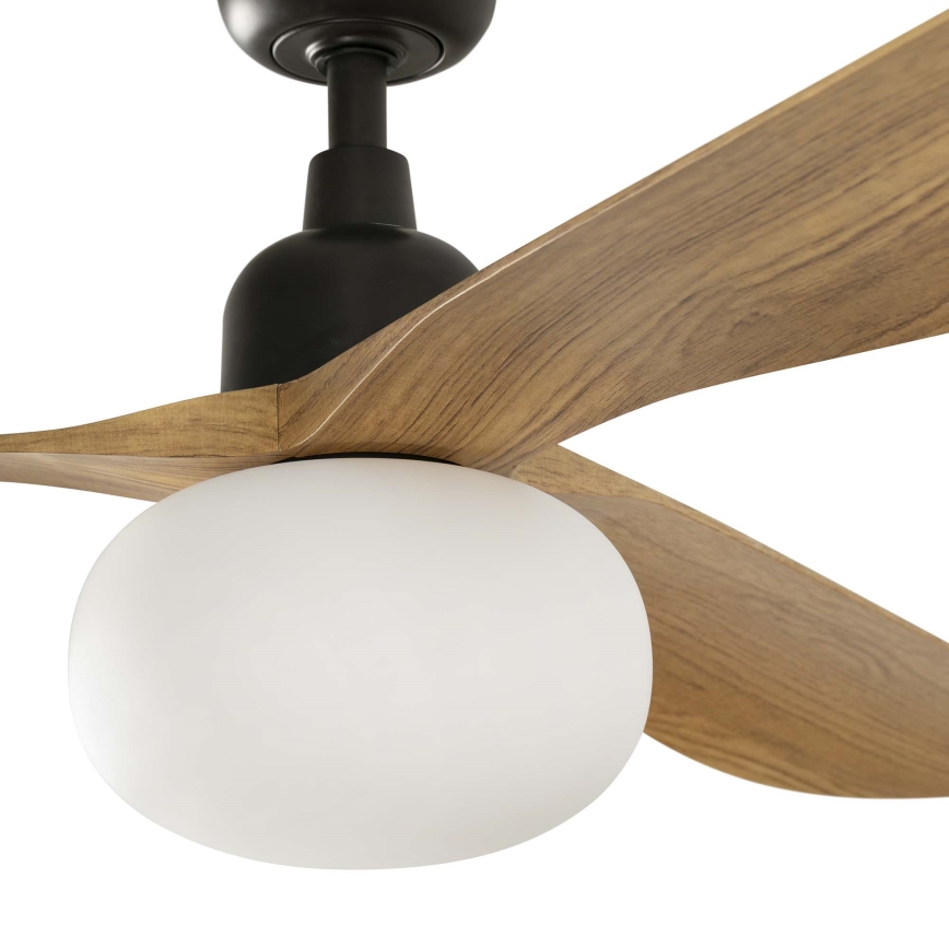 FARO 34360WT-11L - Lubinis ventiliatorius OUTWOOD L 1xE27/15W/230V ruda/juoda diametras 150 cm Wi-Fi Tuya IP44 + nuotolinio valdymo pultas