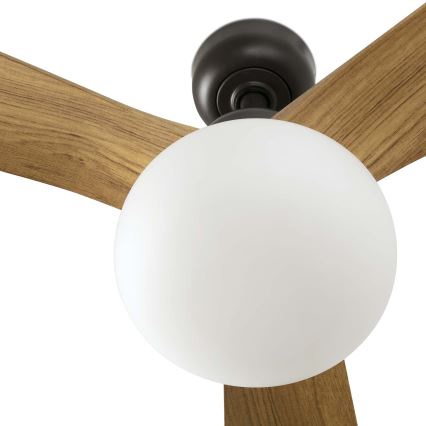 FARO 34360WT-11L - Lubinis ventiliatorius OUTWOOD L 1xE27/15W/230V ruda/juoda diametras 150 cm Wi-Fi Tuya IP44 + nuotolinio valdymo pultas