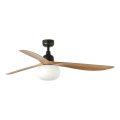 FARO 34360WT-11L - Lubų ventiliatorius OUTWOOD L 1xE27/15W/230V ruda/juoda pr. 150 cm Wi-Fi Tuya IP44 + pultelis