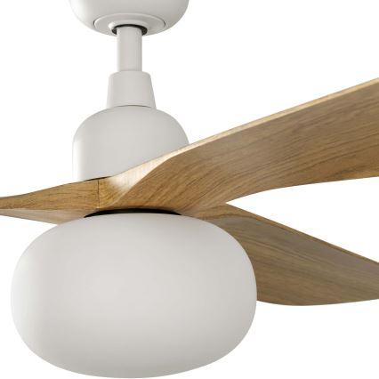 FARO 34361WT-11L - Lubinis ventiliatorius OUTWOOD L 1xE27/15W/230V ruda/balta diametras 150 cm Wi-Fi Tuya IP44 + nuotolinio valdymo pultas