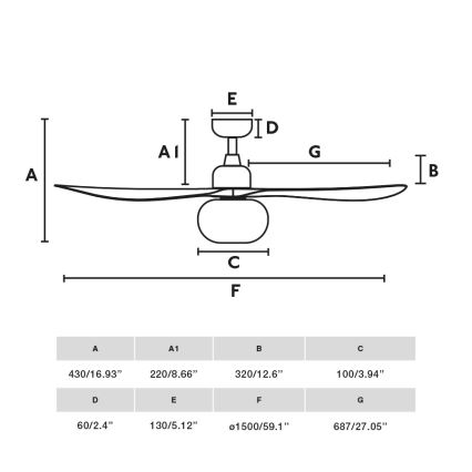FARO 34361WT-11L - Lubinis ventiliatorius OUTWOOD L 1xE27/15W/230V ruda/balta Ø 150 cm Wi-Fi Tuya IP44 + nuotolinio valdymo pultas