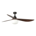 FARO 34362WT-11L - OUTWOOD L 1xE27/15W/230V stropinis ventiliatorius rudas/juodas 150 cm Wi-Fi Tuya IP44 + nuotolinis valdymas