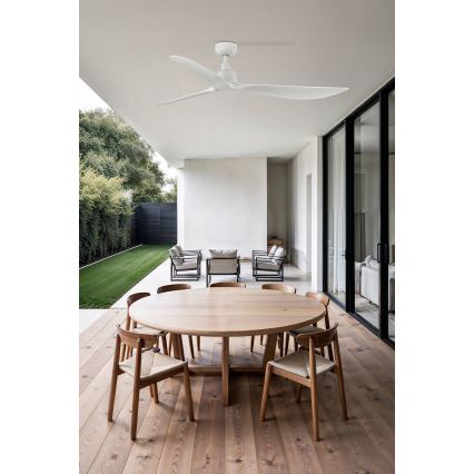 FARO 34363WT - Lubinis ventiliatorius OUTWOOD L balta diametras 150 cm Wi-Fi Tuya IP44 + nuotolinio valdymo pultas