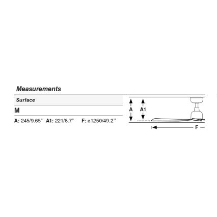 FARO 34372 - Lubinis ventiliatorius MARINE M, Ø 125 cm, ruda/juoda, IP44, su nuotoliniu pulteliu