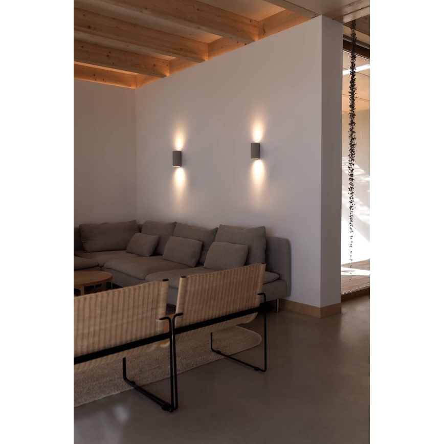 FARO 40540 - Sieninis šviestuvas SOLE 2xGU10/8W/230V pilka apvalus
