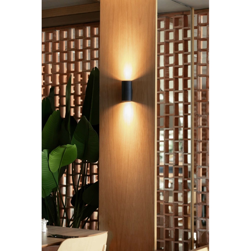 FARO 40543 - Sieninis šviestuvas SOLE 2xGU10/8W/230V juoda šukuotas apvalus