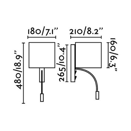 Faro 64323 - LED sieninis šviestuvas TIRA 1xE27/15W + LED/3W/230V