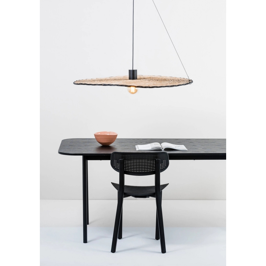 FARO 68590-70 - Pakabinamas sietynas COSTAS 1xE27/15W/230V d. 100 cm juoda/rotango