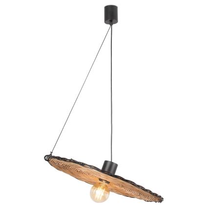 FARO 68590-70 - Pakabinamas sietynas COSTAS 1xE27/15W/230V d. 100 cm juoda/rotango