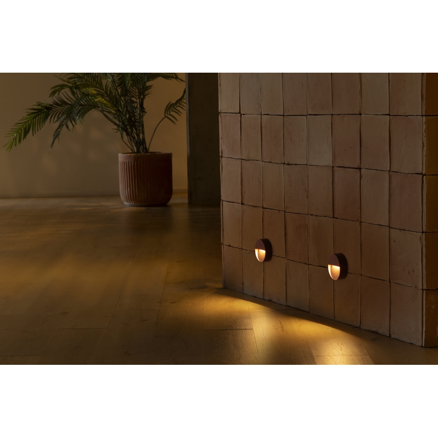 FARO 71962 - LED laiptų šviestuvas DUNE LED/3W/230V 2200/2700/3200/4000K IP65 rudos spalvos, apvalus