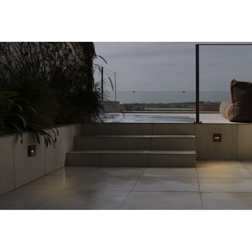FARO 71963 - LED laiptų šviestuvas DUNE LED/3W/230V 2200/2700/3200/4000K IP65 antracitas kvadratas