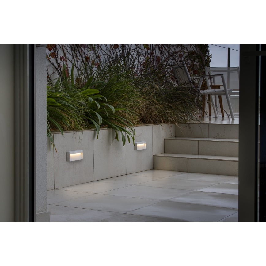 FARO 71967 - LED laiptų šviestuvas DUNE LED/6W/230V 2200/2700/3200/4000K IP65 baltas stačiakampis