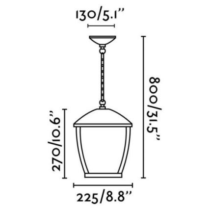 FARO 75002 - Lauko sietynas, kabinamas ant grandinės WILMA 1xE27/100W/230V IP44