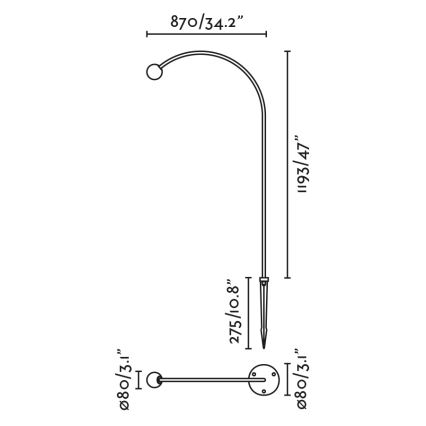 FARO 75562 - LED lauko šviestuvas CUCA LED/3W/24V 119,3 cm IP65 antracitas