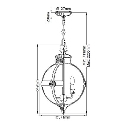 Feiss - Sietynas, kabinamas ant grandinės ADAMS 3xE14/60W/230V bronza