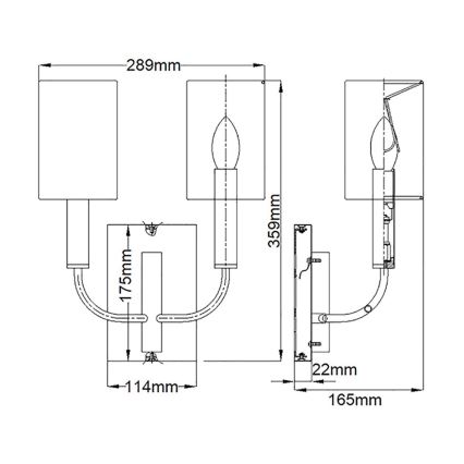 Feiss - Sieninis šviestuvas BRIANNA 2xE14/60W/230V