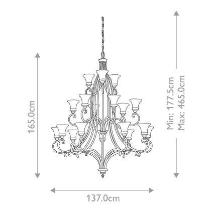Feiss - Sietynas, kabinamas ant grandinės DRAWING ROOM 18xE27/60W/230V
