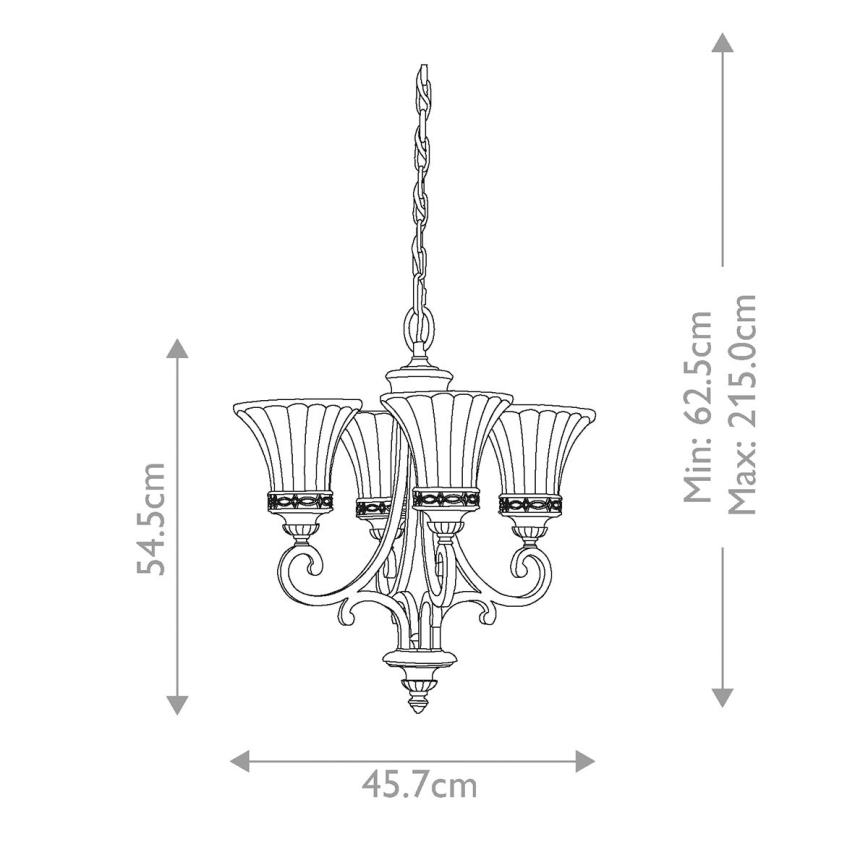 Feiss - Sietynas, kabinamas ant grandinės DRAWING ROOM 4xE27/60W/230V