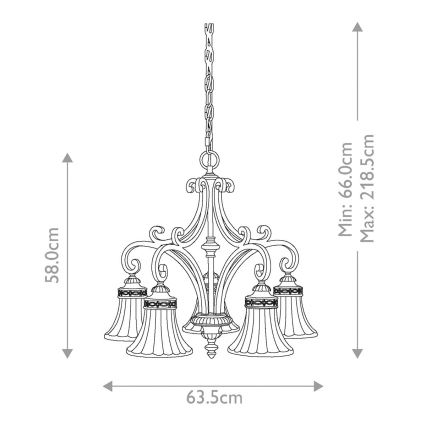 Feiss - Sietynas, kabinamas ant grandinės DRAWING ROOM 5xE27/60W/230V