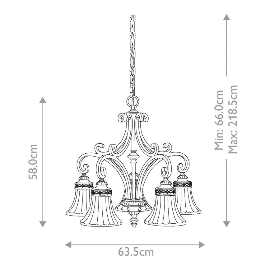 Feiss - Sietynas, kabinamas ant grandinės DRAWING ROOM 5xE27/60W/230V