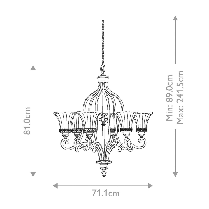 Feiss - Sietynas, kabinamas ant grandinės DRAWING ROOM 6xE27/60W/230V