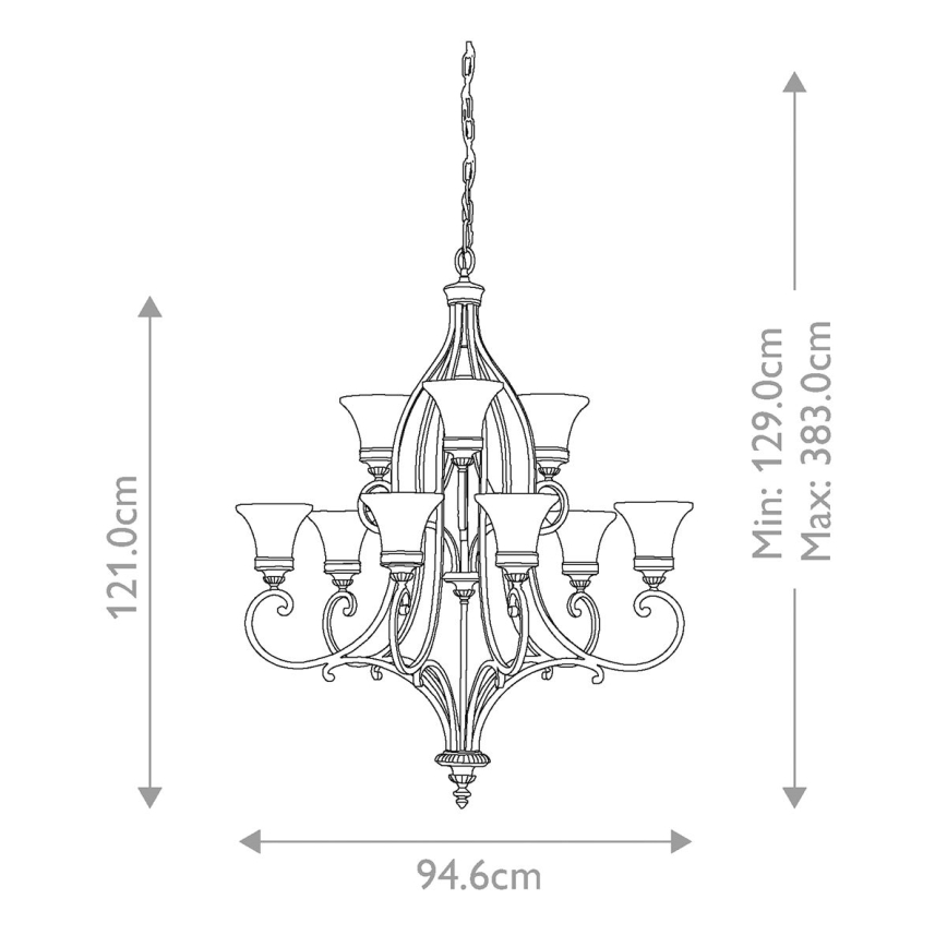 Feiss - Sietynas, kabinamas ant grandinės DRAWING ROOM 9xE27/60W/230V