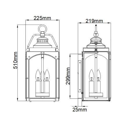 Feiss - Lauko sieninis šviestuvas RANDHURST 3xE14/40W/230V IP44