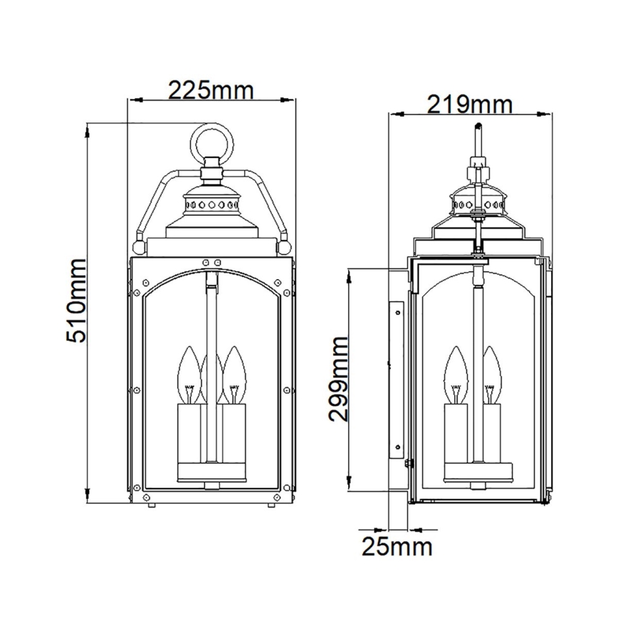 Feiss - Lauko sieninis šviestuvas RANDHURST 3xE14/40W/230V IP44