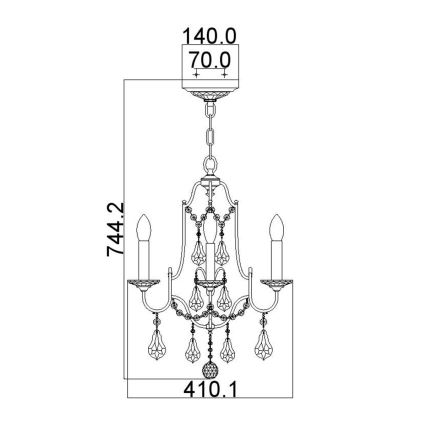 Feiss - Sietynas, kabinamas ant grandinės VALENTINA 4xE14/60W/230V