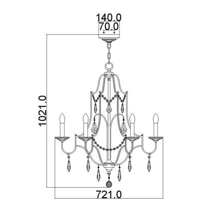 Feiss - Sietynas, kabinamas ant grandinės VALENTINA 6xE14/60W/230V