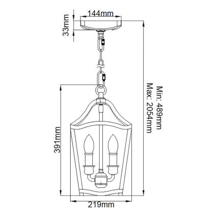 Feiss - Sietynas, kabinamas ant grandinės YARMOUTH 3xE14/60W/230V