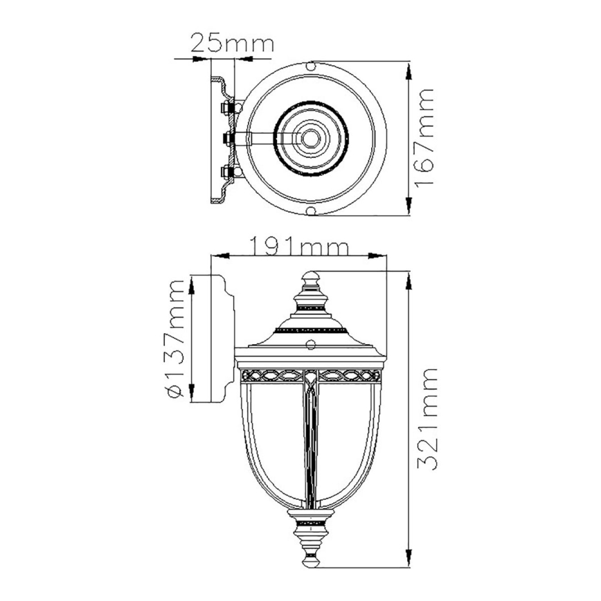 Feiss - Sieninis lauko šviestuvas ENGLISH BRIDLE 1xE27/60W/230V IP44