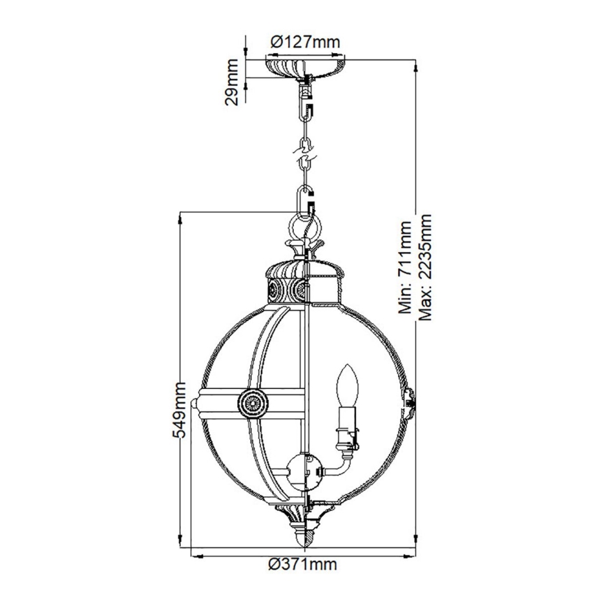 Feiss - Sietynas ant grandinės ADAMS 3xE14/60W/230V bronzos