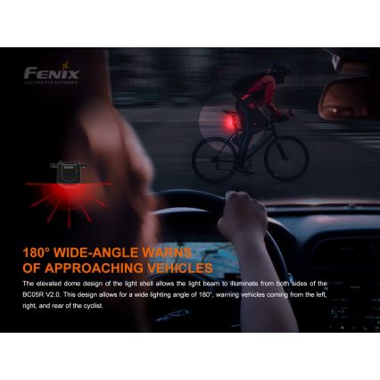 Fenix BC05RV20 - LED Įkraunamas dviračio žibintuvėlis LED/USB IP66 15 lm 120 valandų