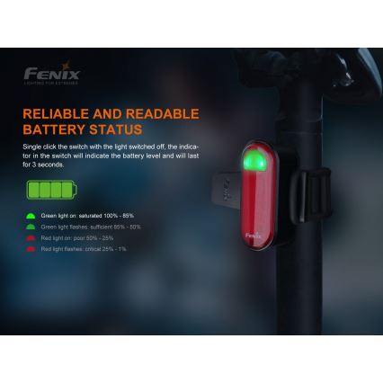 Fenix BC05RV20 - LED Įkraunamas dviračio žibintuvėlis LED/USB IP66 15 lm 120 valandų