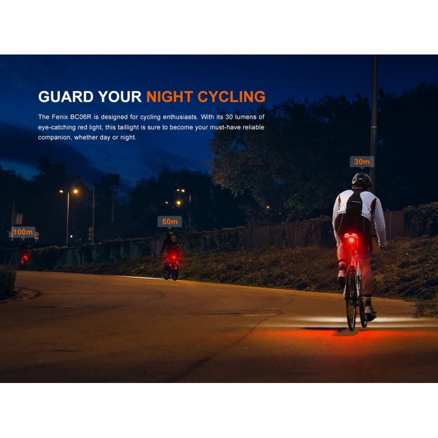 Fenix BC06R - LED Pritemdomas įkraunamas dviračio žibintas LED/USB IP66 90 lm 24,5 h