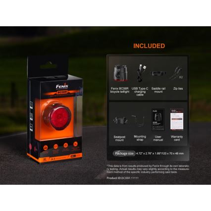 Fenix BC06R - LED Pritemdomas įkraunamas dviračio žibintas LED/USB IP66 90 lm 24,5 h