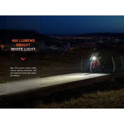 Fenix BC15R - LED Pritemdomas įkraunamas dviračio žibintas LED/USB IP66 400 blizgus 31,5 h 2600 mAh