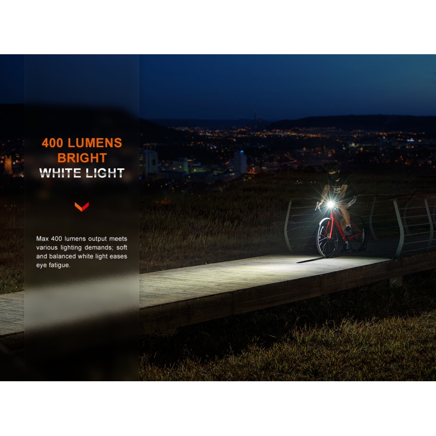 Fenix BC15R - LED Pritemdomas įkraunamas dviračio žibintas LED/USB IP66 400 blizgus 31,5 h 2600 mAh