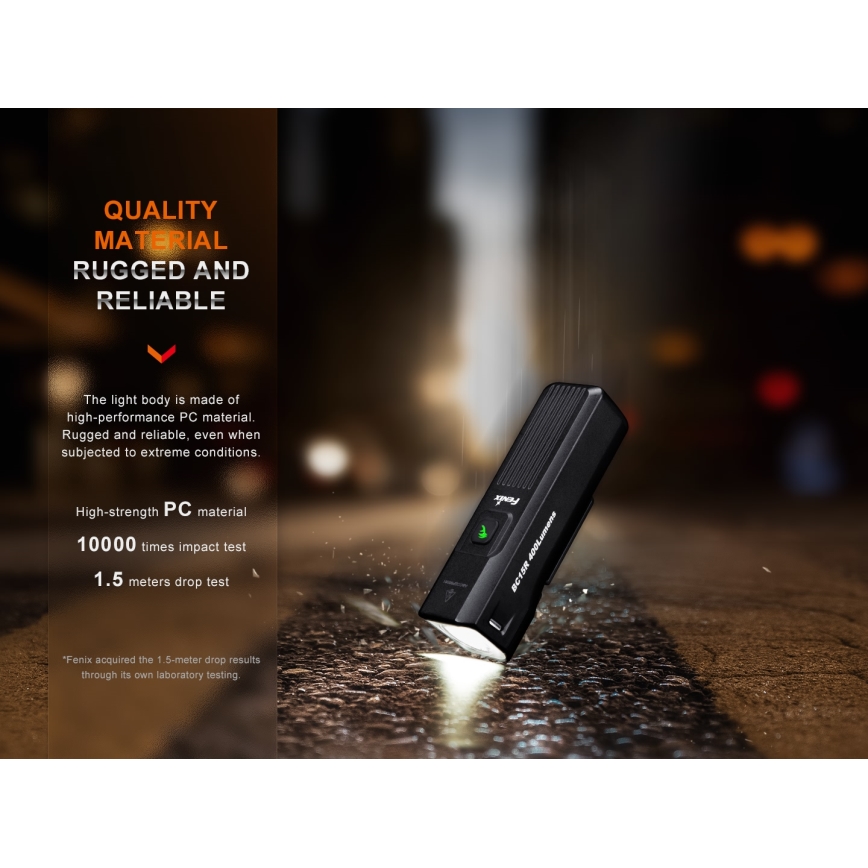 Fenix BC15R - LED Pritemdomas įkraunamas dviračio žibintas LED/USB IP66 400 blizgus 31,5 h 2600 mAh