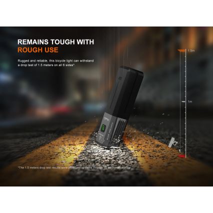 Fenix BC22R - reguliuojamas įkraunamas dviračio žibintas LED/USB 3400 mAh IP66 1400 lm 41 val. juoda