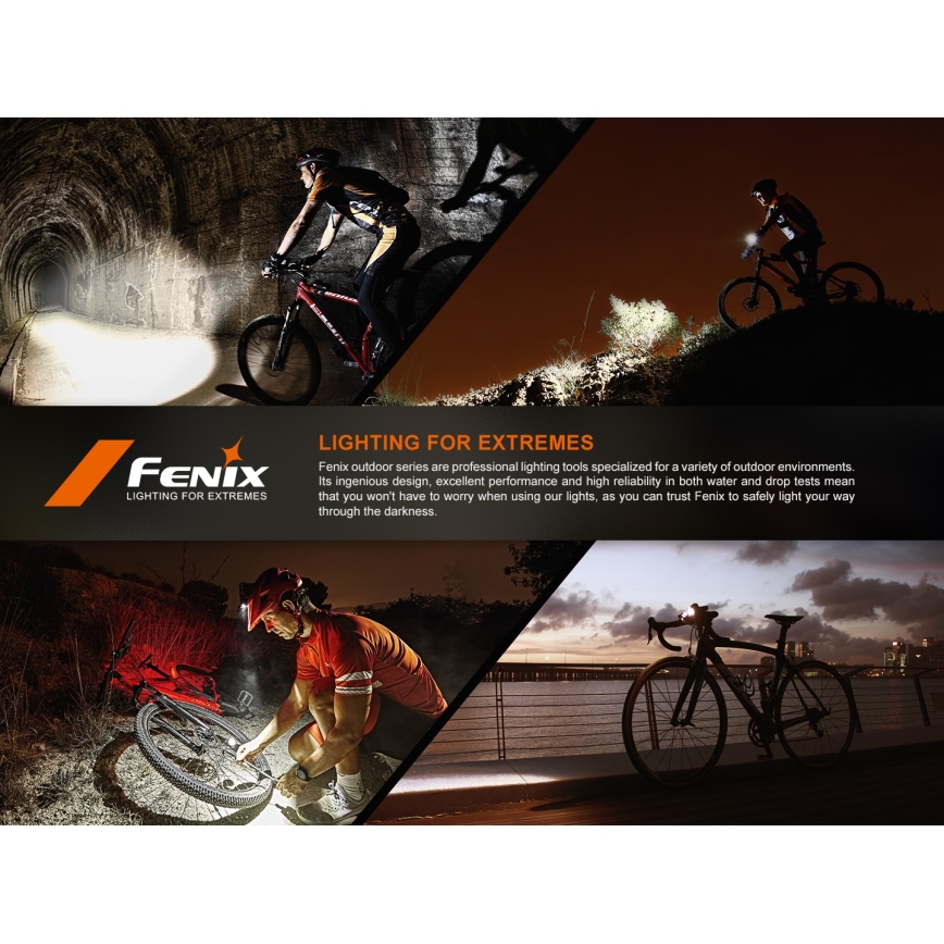 Fenix BC22R - reguliuojamas įkraunamas dviračio žibintas LED/USB 3400 mAh IP66 1400 lm 41 val. juoda