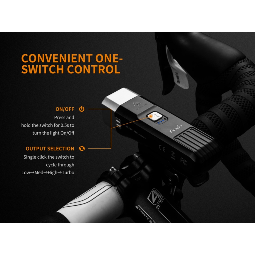 Fenix BC25R - LED Įkraunamas dviračio žibintas  LED/USB IP66 600 lm 36 valandų