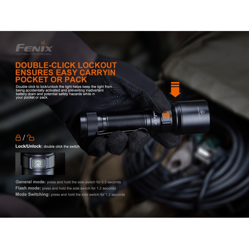 Fenix C7 - reguliuojamo ryškumo įkraunamas LED žibintuvėlis LED/1x21700 IP68 3000 lm 68 val.